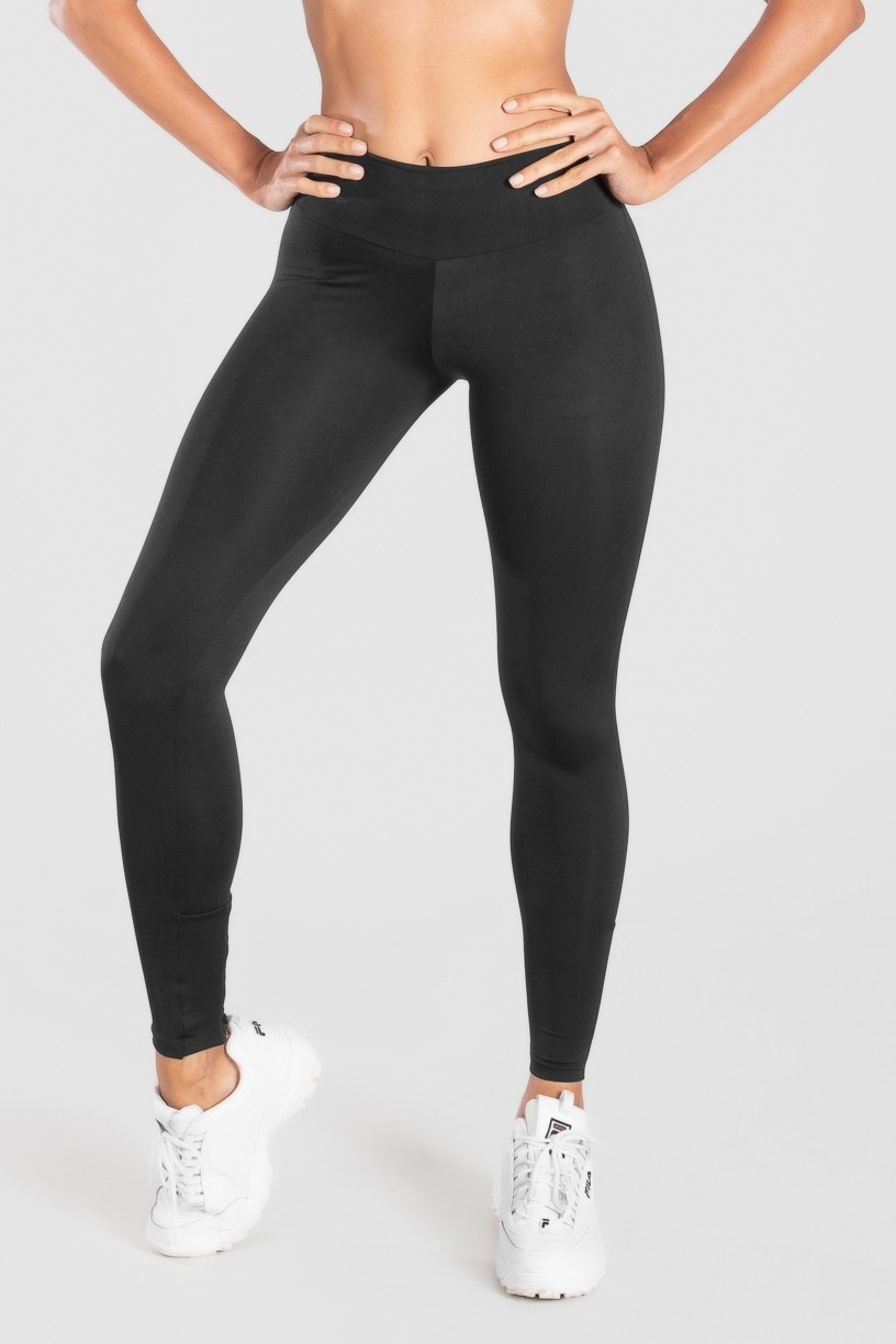 Calça Legging Lisa com Fecho na Perna (Preta) | Ref: KS-F157-001 