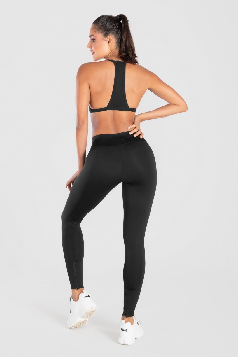 Calça Legging Lisa com Fecho na Perna (Preta) | Ref: KS-F157-001 