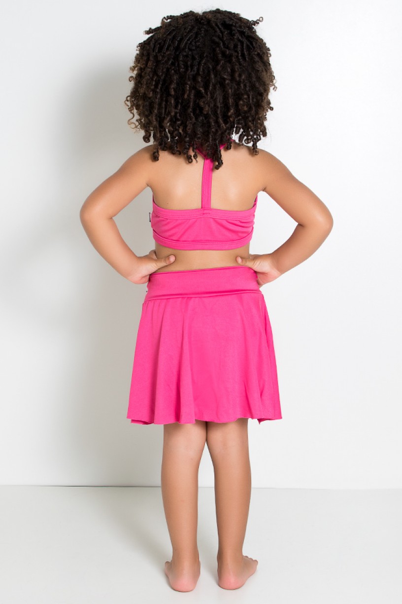 Conjunto Infantil Top + Short Saia Lisos (Rosa Pink) | Ref: KS-F1898-004 