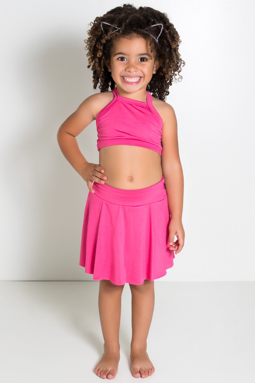 Conjunto Infantil Top + Short Saia Lisos (Rosa Pink) | Ref: KS-F1898-004 