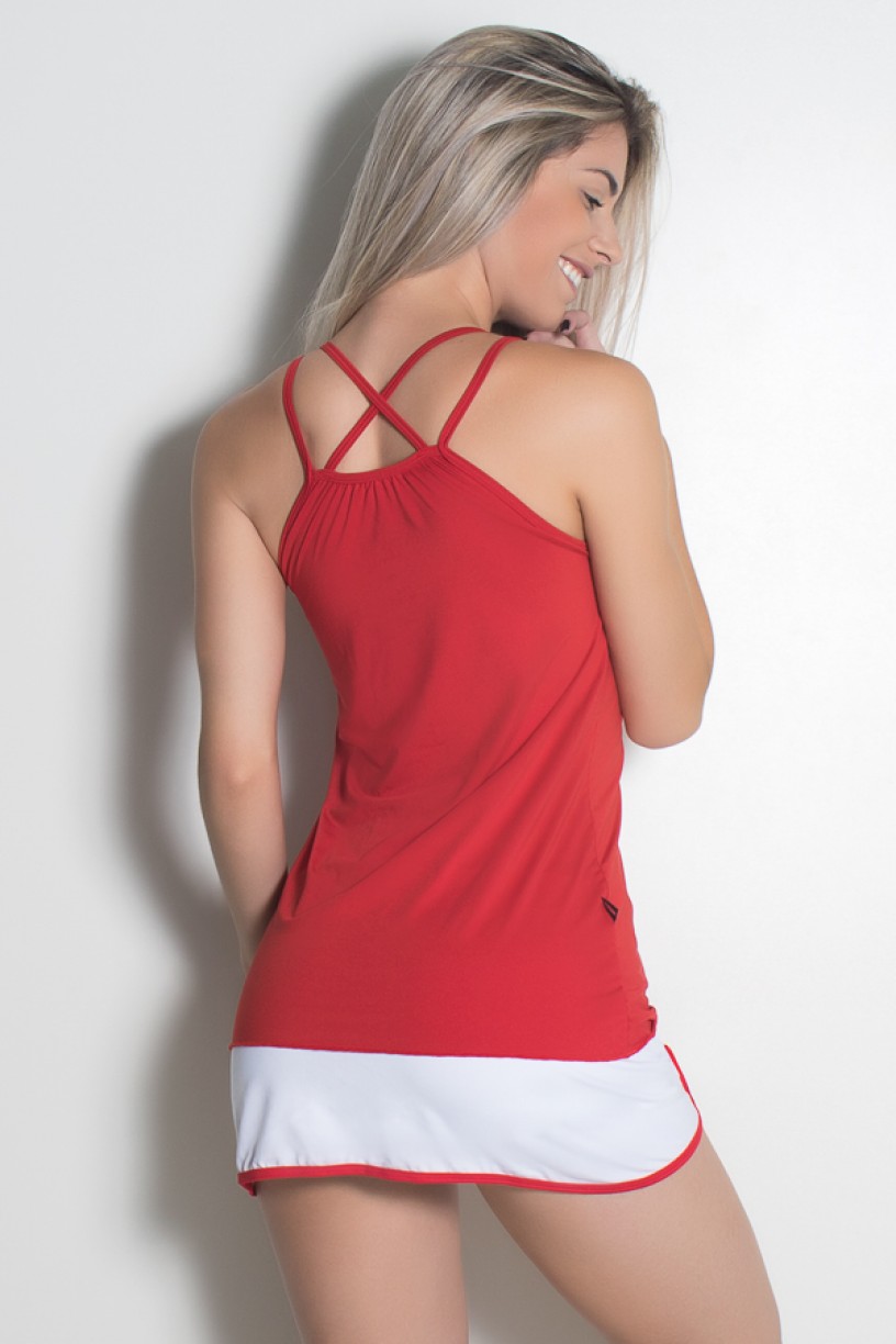 Camiseta Microlight com Alça Dupla Cruzada (Vermelho) | Ref: KS-F1977-001