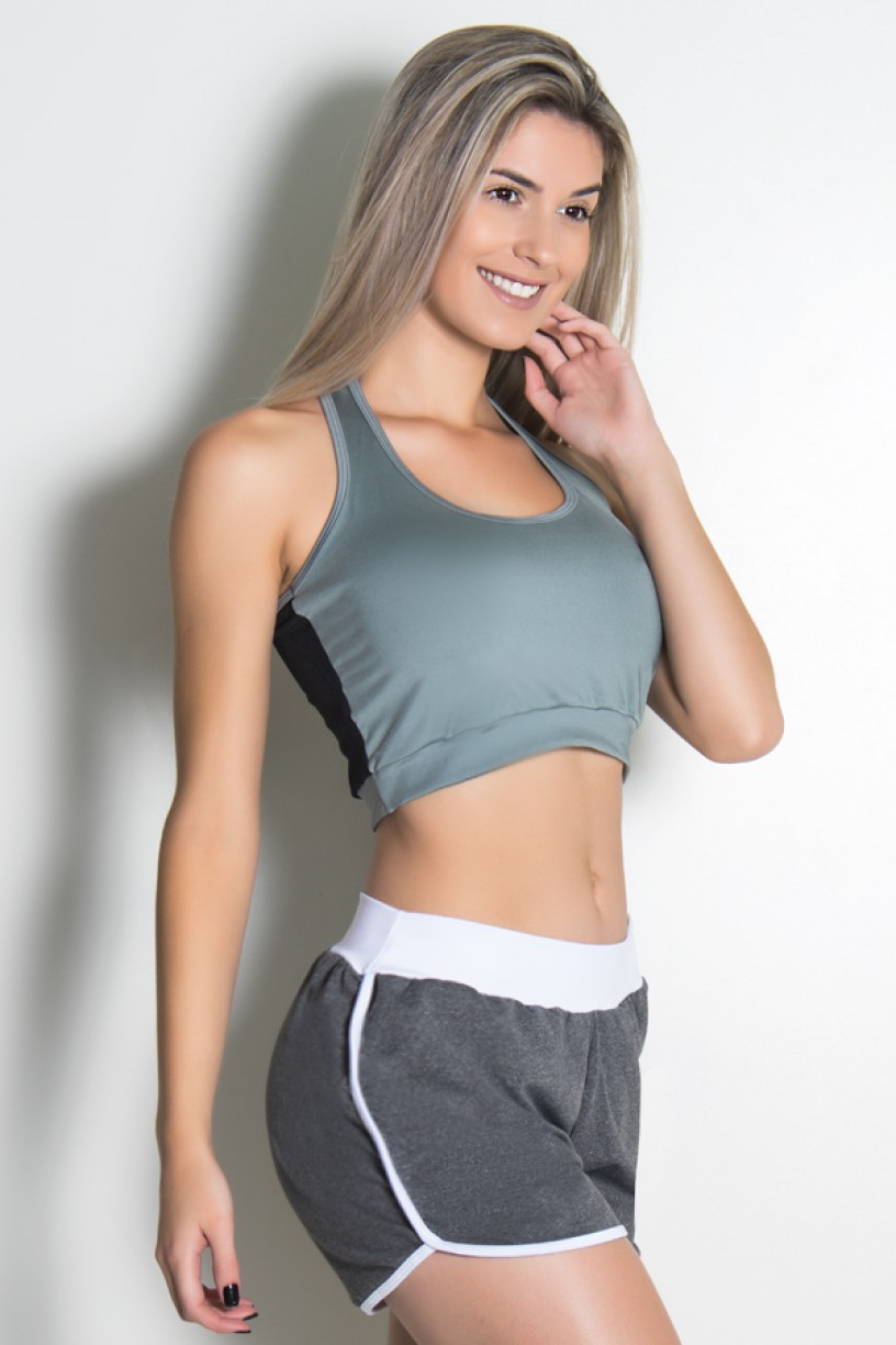 Cropped Nadador Duas Cores (Cinza / Preto) | Ref: KS-F2030-001