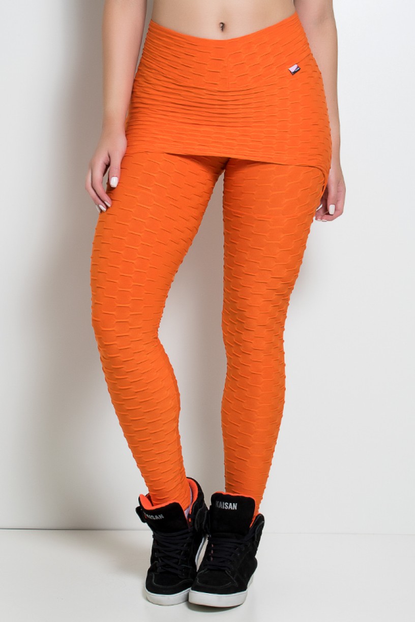 Calça Saia Tecido Bolha (Laranja) | Ref: KS-F225-006