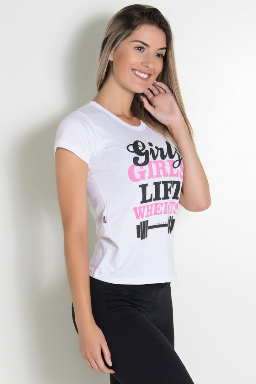 Camiseta Feminina Girly Girls Lift Weights | Ref: KS-F233
