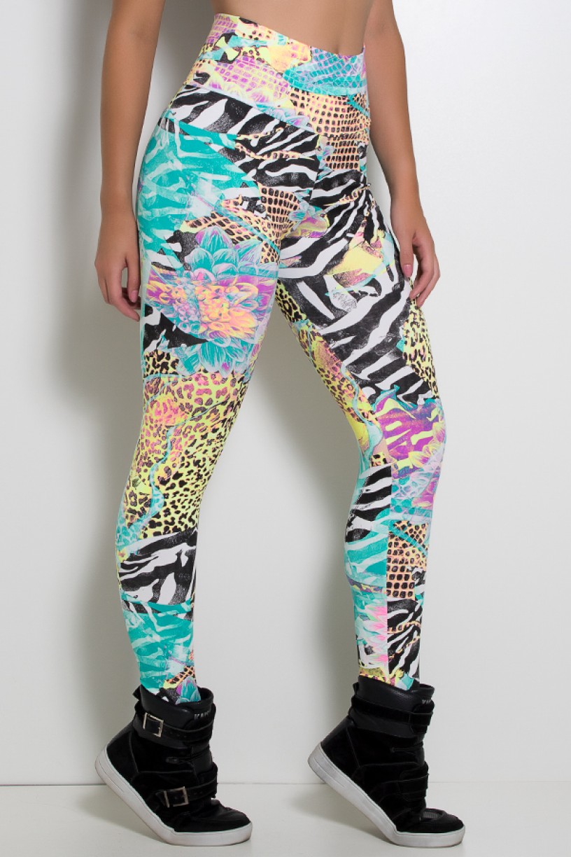 Legging Estampada Tigre e Zebra com Flor | Ref: KS-F27-013