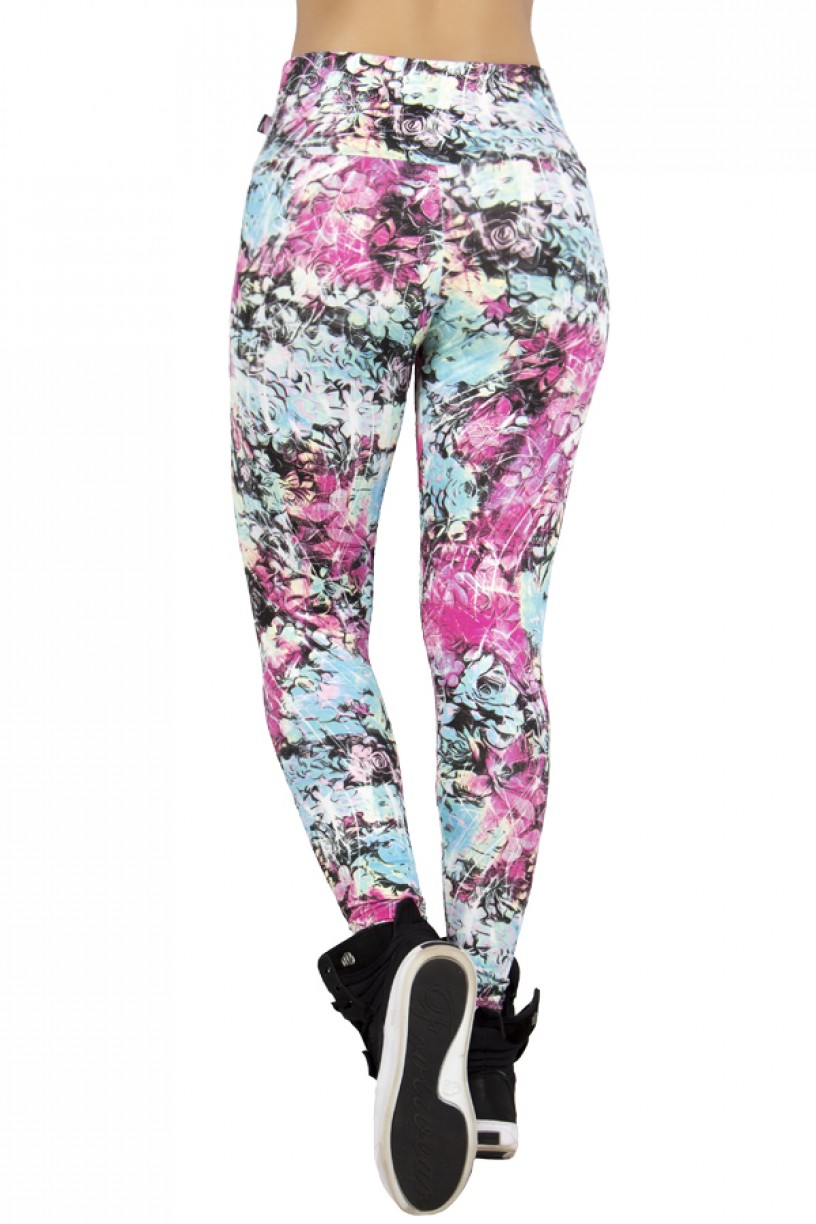 Legging Estampada Flores Salmão Azul e Verde | Ref: CA149