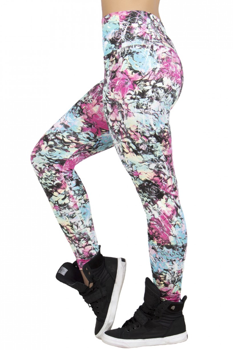 Legging Estampada Flores Salmão Azul e Verde | Ref: CA149