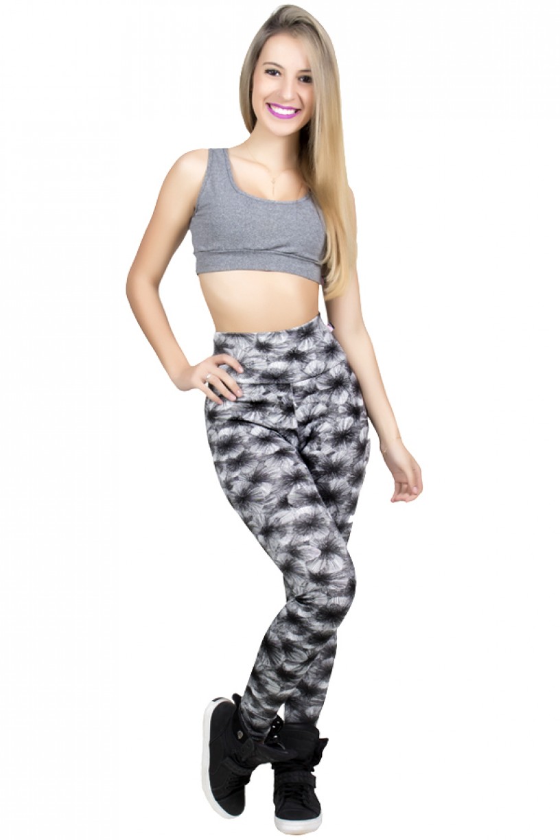 Legging Estampada Branco com Listras Pretas | Ref: CA452 