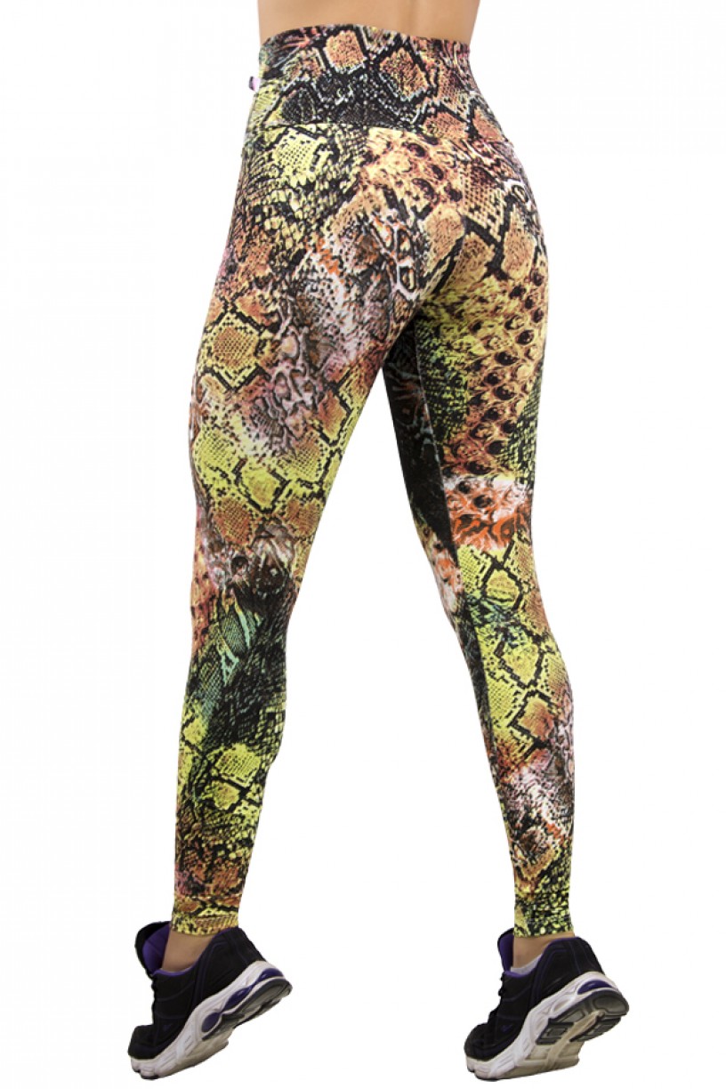 Legging Estampada Escama Verde com Laranja