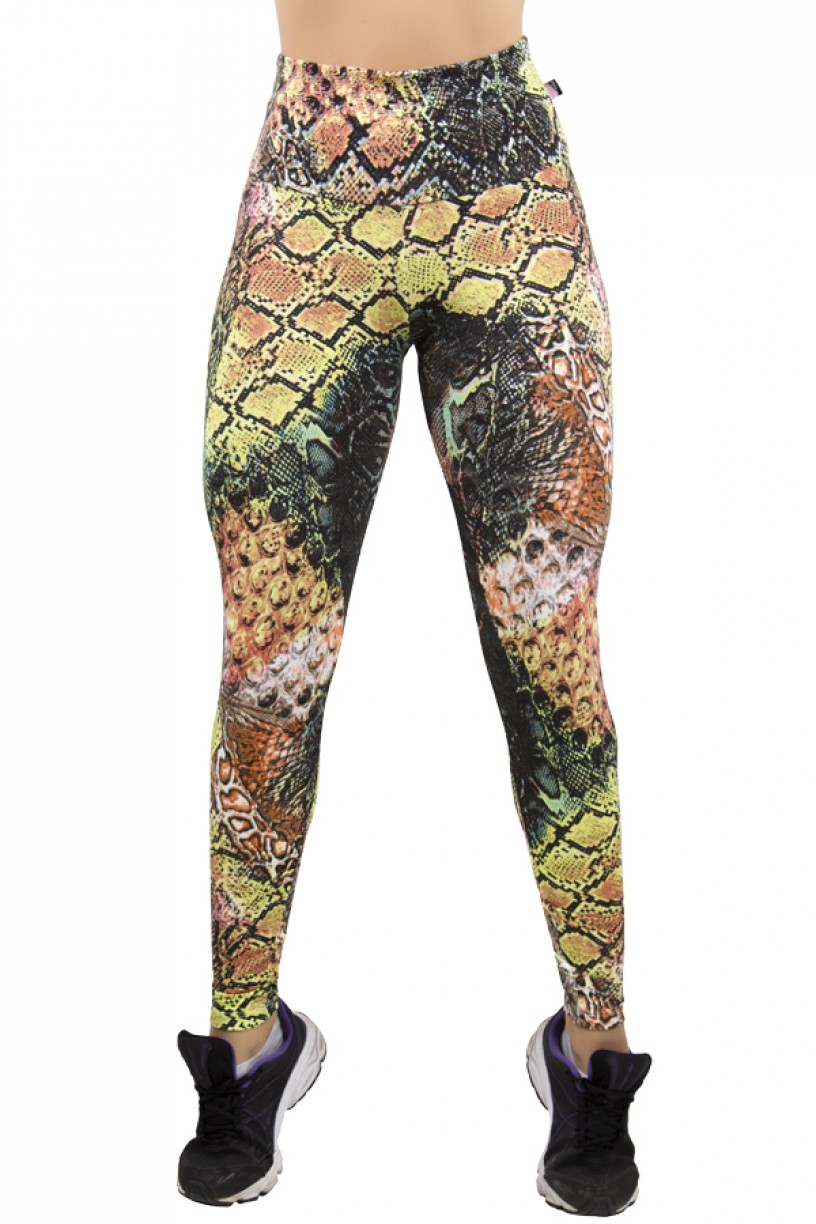 Legging Estampada Escama Verde com Laranja