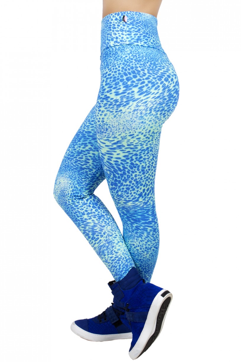 Legging Estampada Oncinha Azul com Verde Fluorescente | Ref: CA395