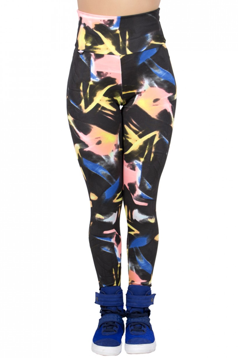 Legging Estampada Preto com Azul Laranja e Rosa | Ref: CA436