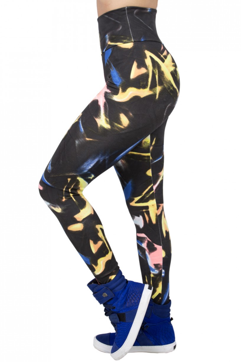 Legging Estampada Preto com Azul Laranja e Rosa | Ref: CA436