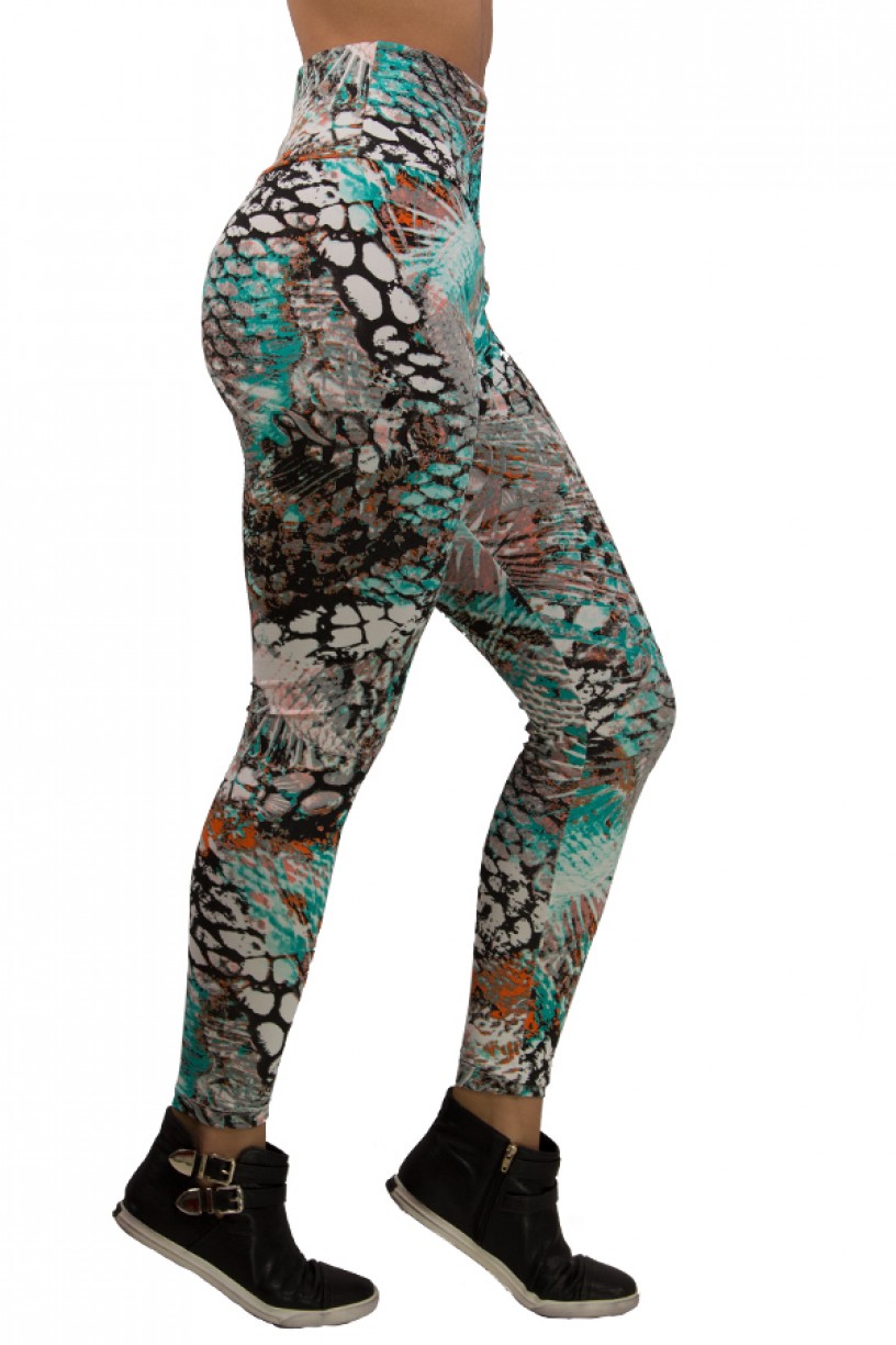 Legging Estampada Escama Branca e Azul