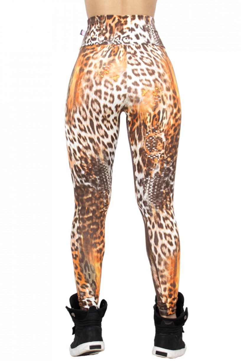 Legging Estampada Onça Amarela e Laranja com Escama | Ref: CA422