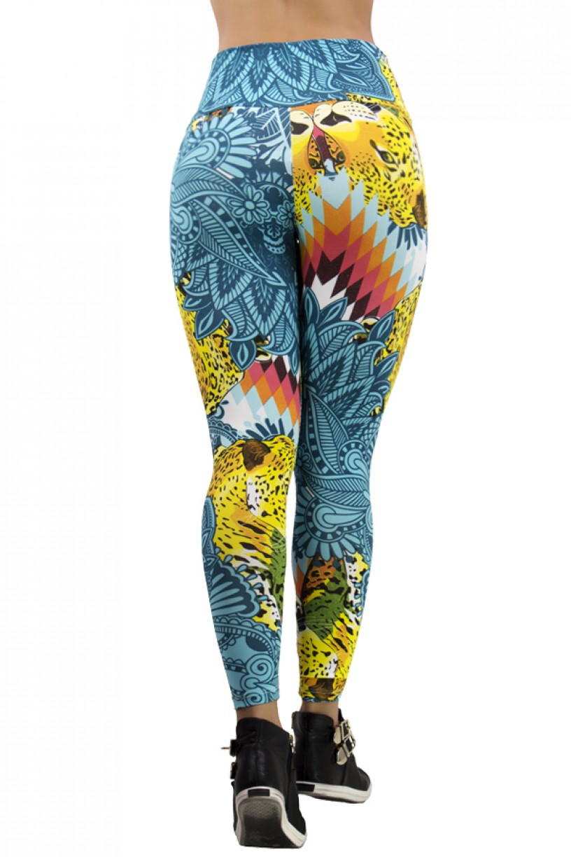 Legging Estampada Onça com Verde Água