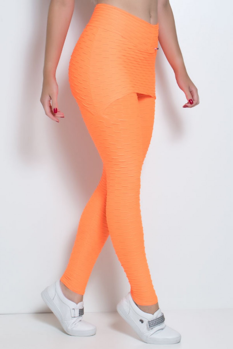 Legging com Tapa Bumbum Bolha Fluor (Laranja Fluor) | Ref: KS-F302-003