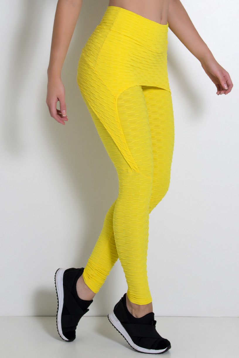 Calça Aranha Tecido Bolha (Amarelo) | Ref: KS-F309-008