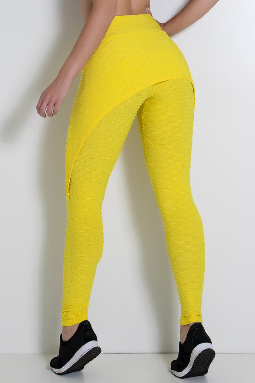 Calça Aranha Tecido Bolha (Amarelo) | Ref: KS-F309-008
