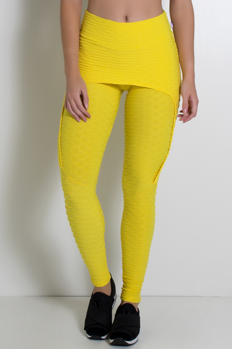 Calça Aranha Tecido Bolha (Amarelo) | Ref: KS-F309-008