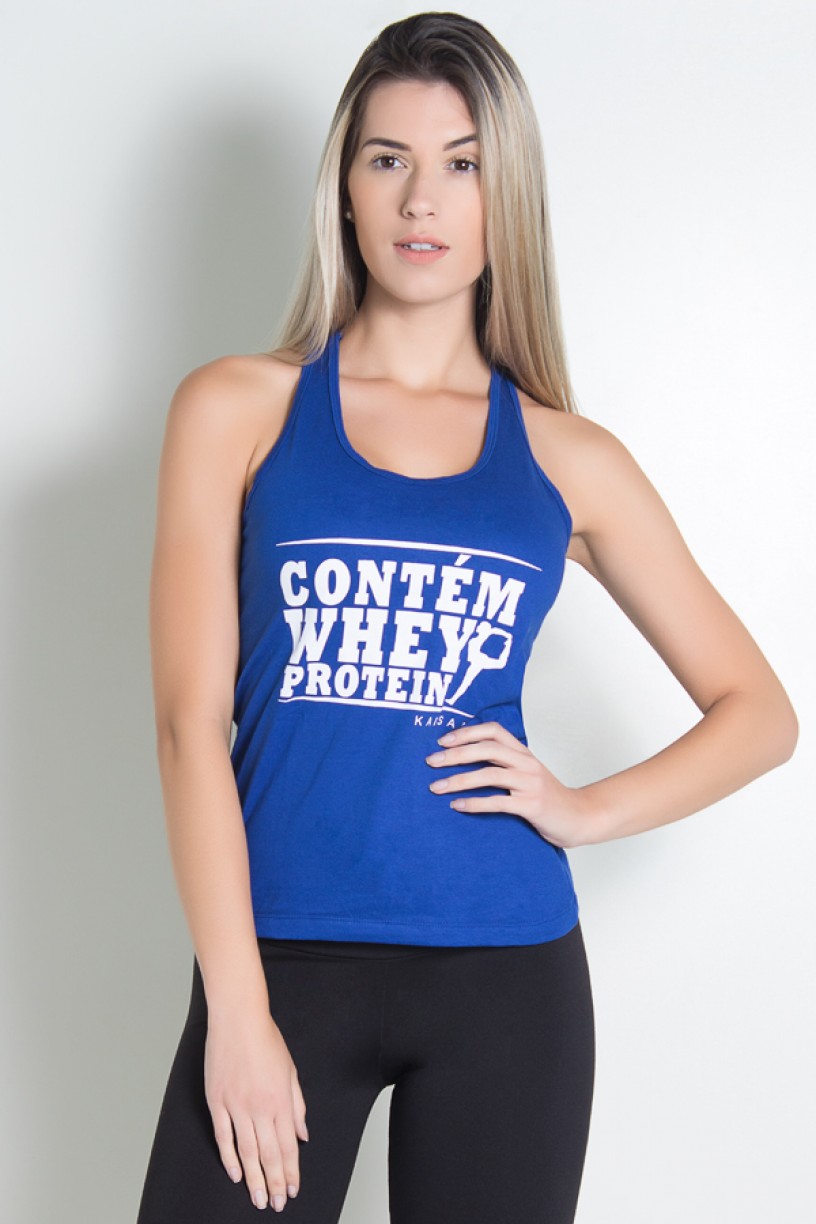 Camiseta de Malha Nadador (Contém whey protein) (Azul Royal) | Ref: KS-F317-004