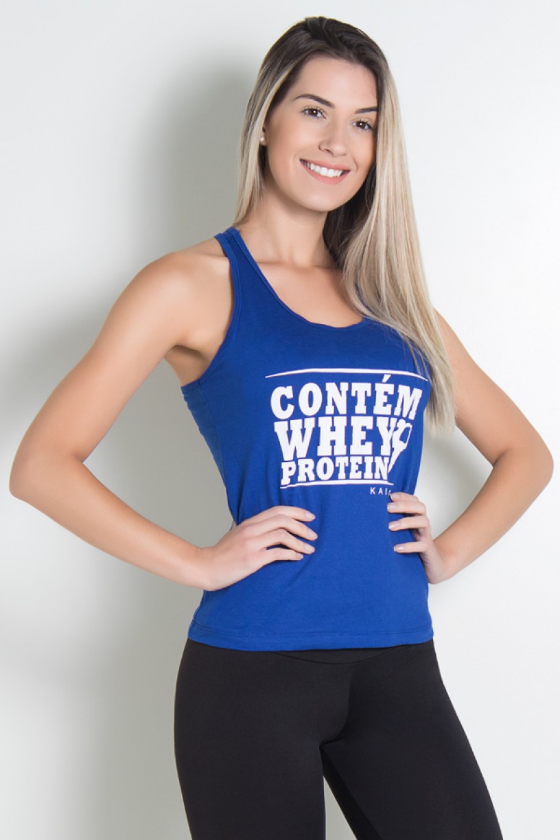 Camiseta de Malha Nadador (Contém whey protein) (Azul Royal) | Ref: KS-F317-004