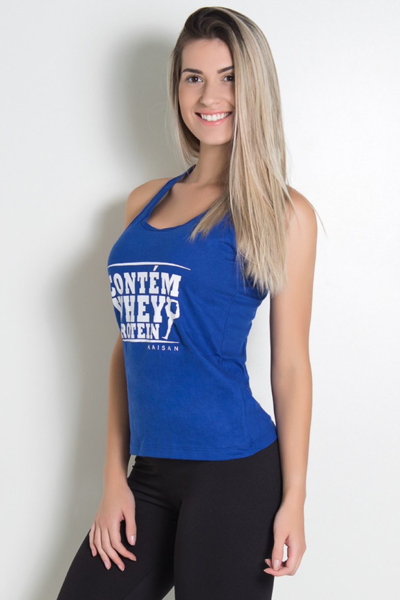 Camiseta de Malha Nadador (Contém whey protein) (Azul Royal) | Ref: KS-F317-004