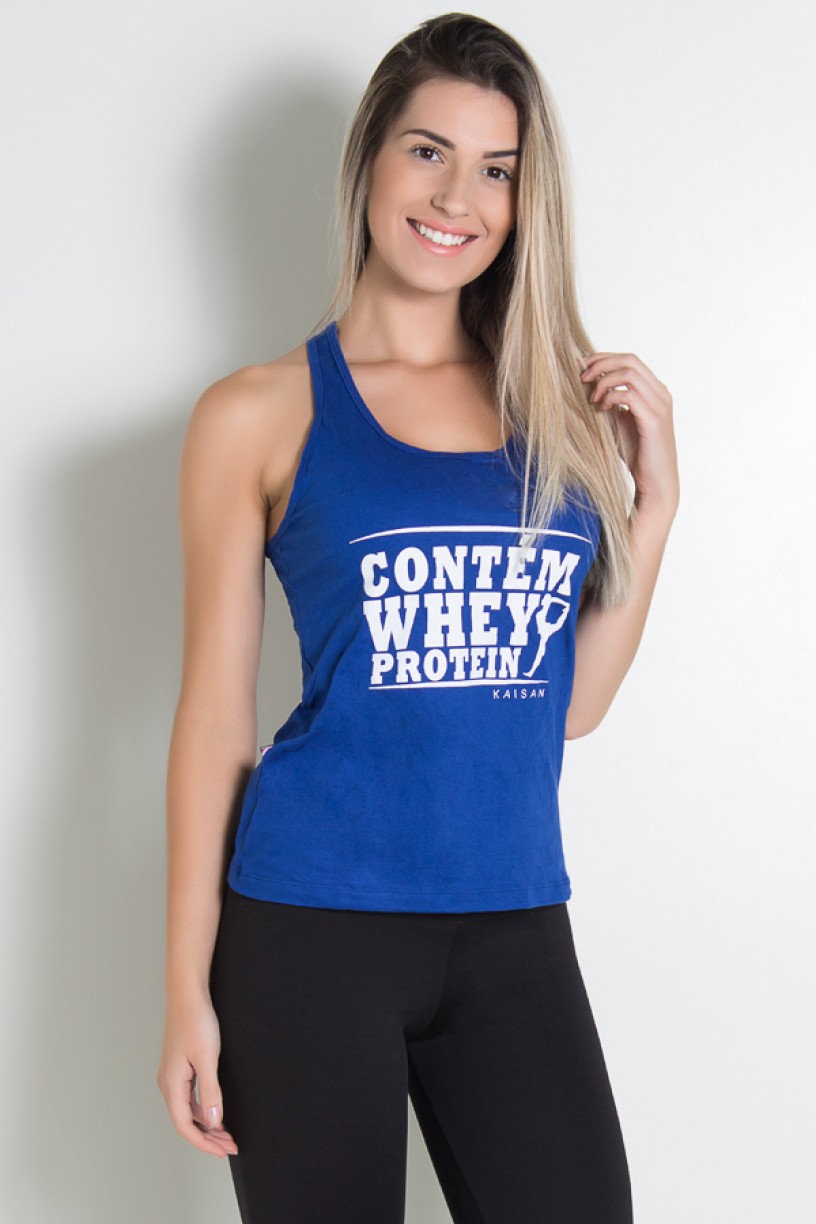 Camiseta de Malha Nadador (Contém whey protein) (Azul Royal) | Ref: KS-F317-004