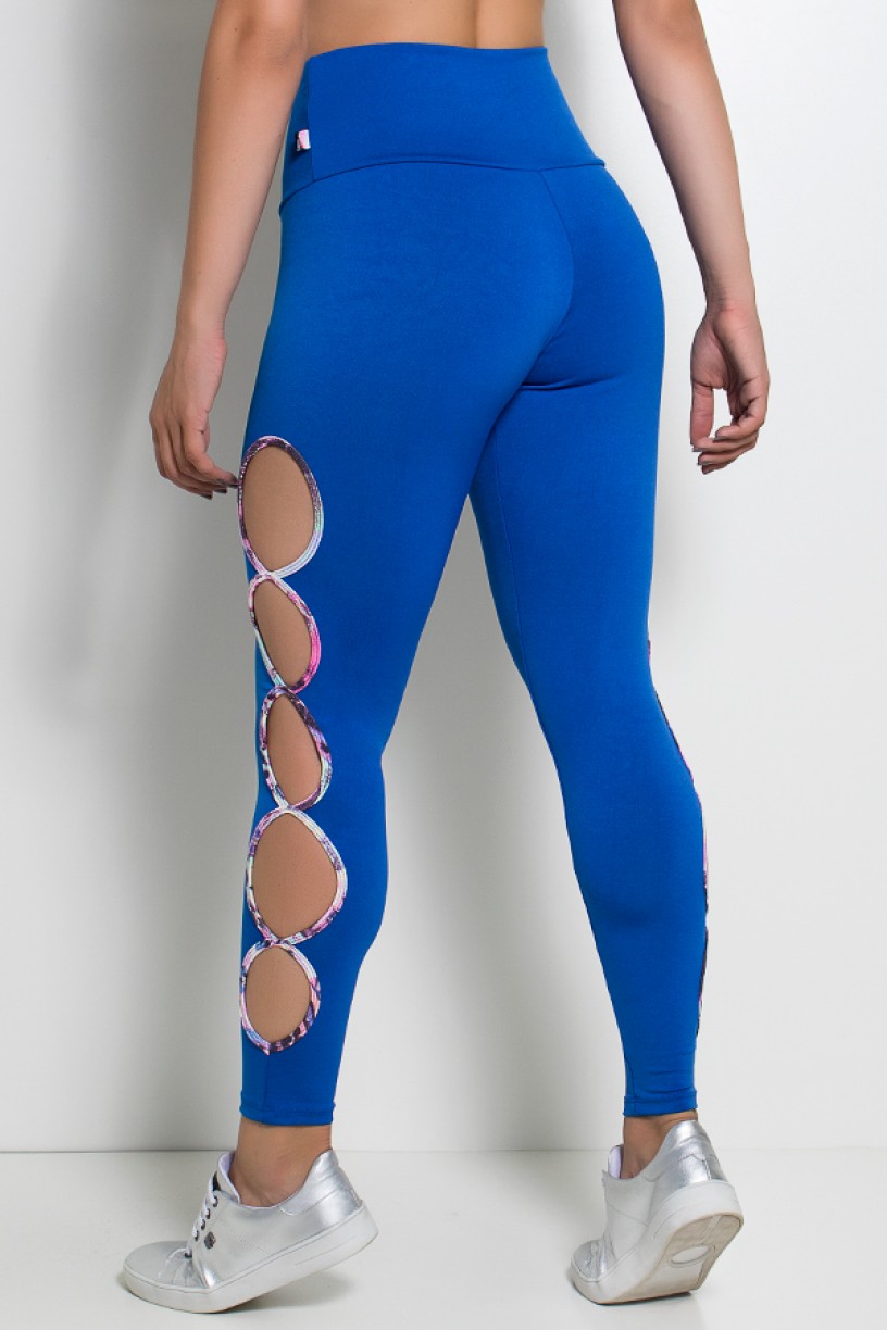 Legging Gota Sabrina Lisa com Viés Estampado (Azul Royal) | Ref: KS-F390-004