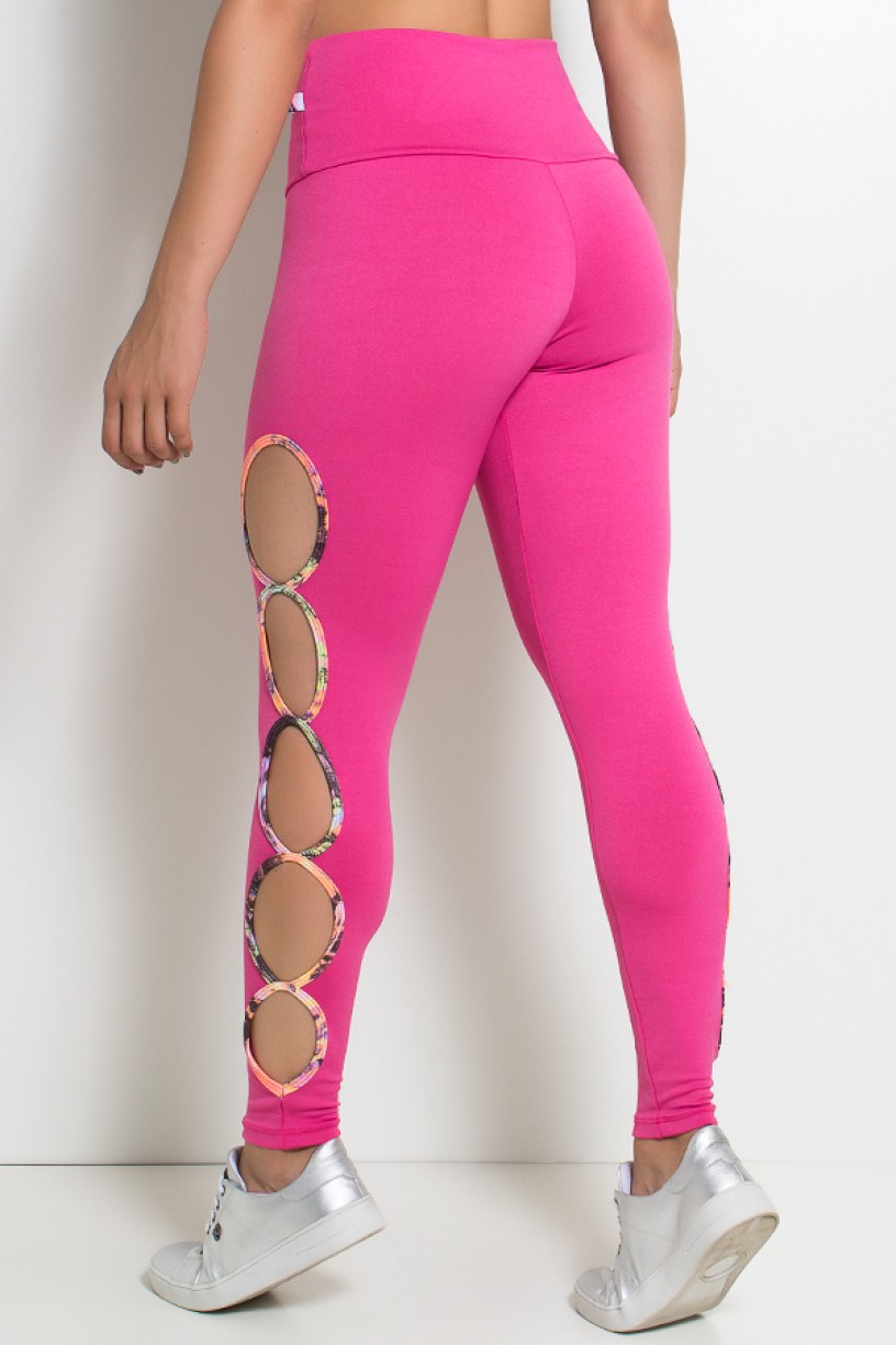 Legging Gota Sabrina Lisa com Viés Estampado (Rosa Pink) | Ref: KS-F390-005