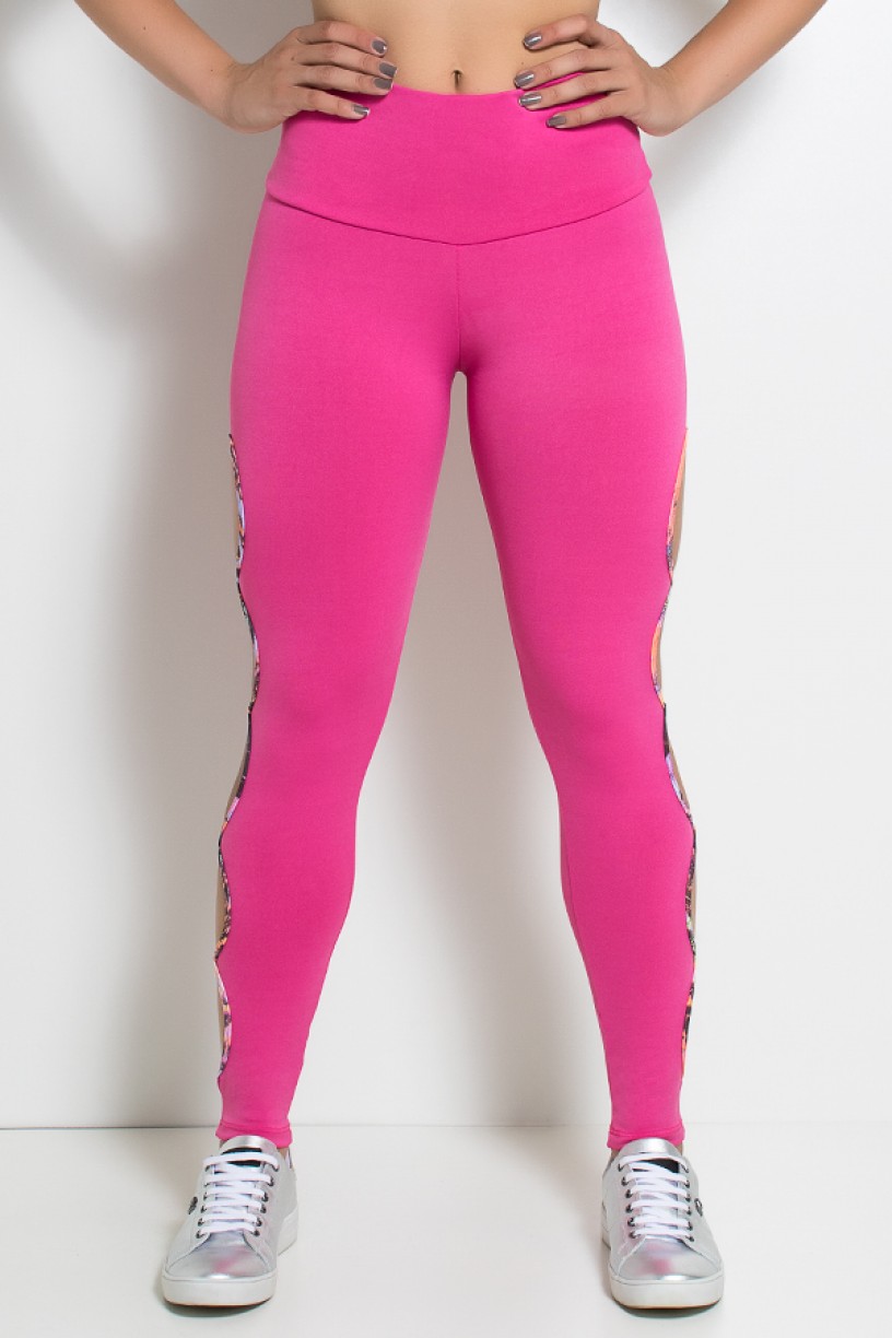 Legging Gota Sabrina Lisa com Viés Estampado (Rosa Pink) | Ref: KS-F390-005