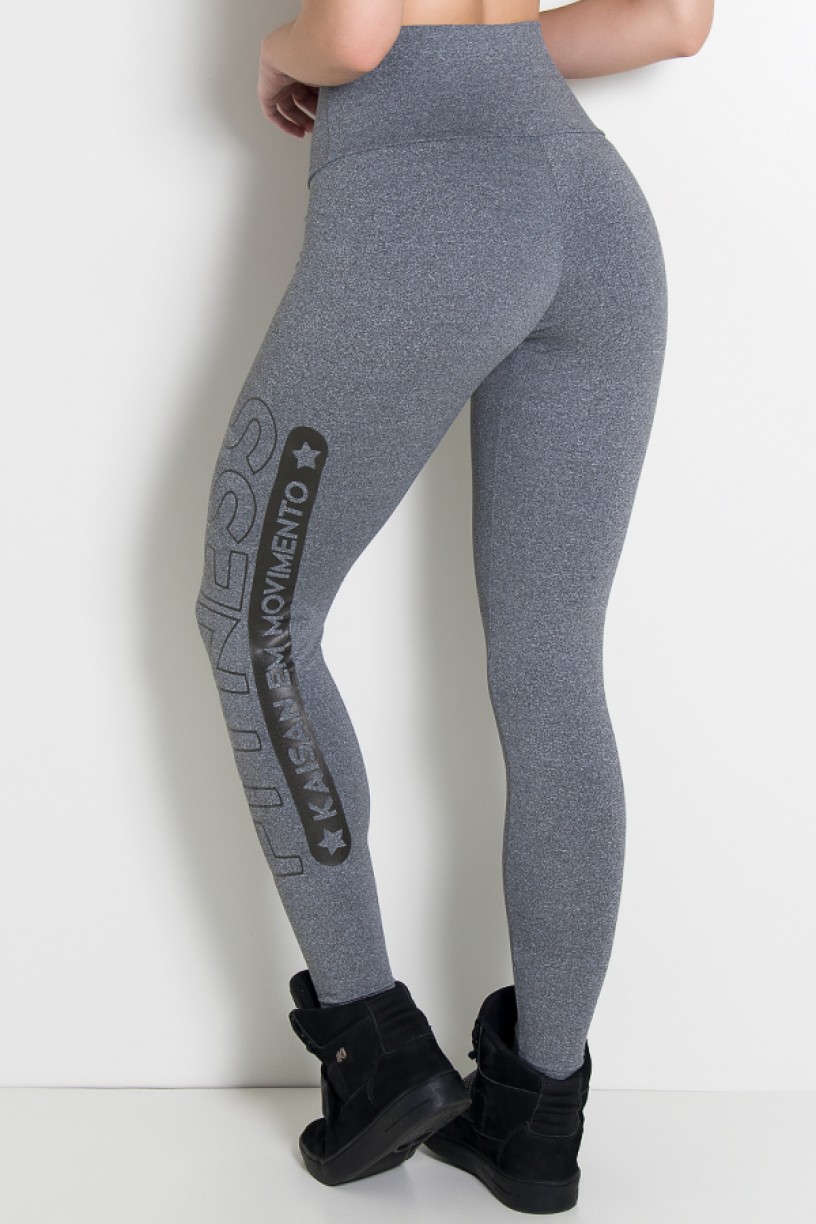 Legging Mescla Cós Alto (Fitness Kaisan em Movimento) (Mescla / Preto) | Ref: KS-F459-001