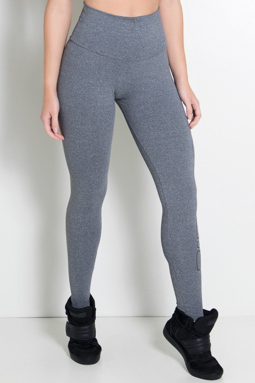 Legging Mescla Cós Alto (Fitness Kaisan em Movimento) (Mescla / Preto) | Ref: KS-F459-001