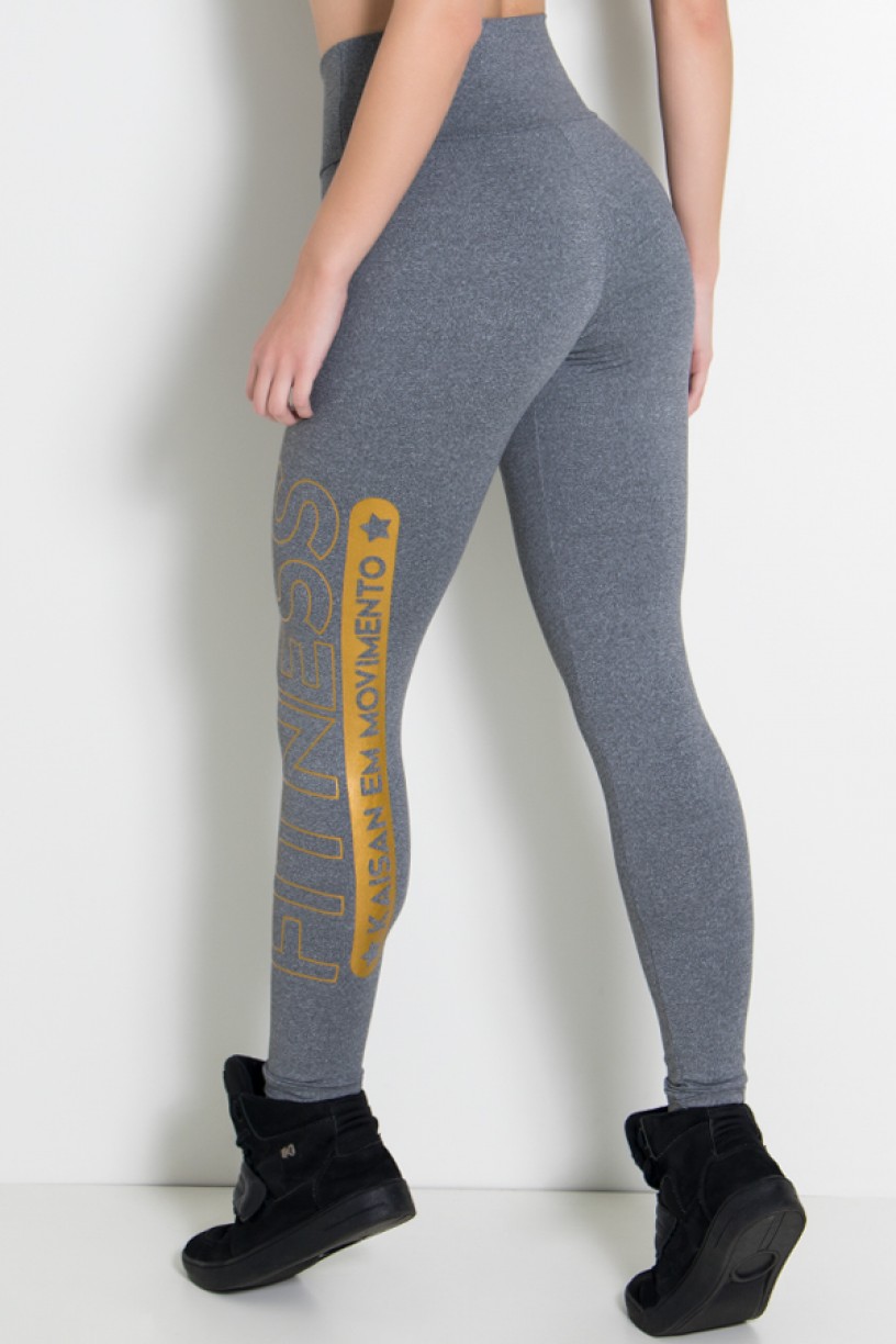 Legging Mescla Cós Alto (Fitness Kaisan em Movimento) (Mescla / Dourado) | Ref: KS-F459-003