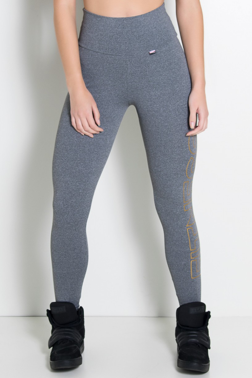 Legging Mescla Cós Alto (Fitness Kaisan em Movimento) (Mescla / Dourado) | Ref: KS-F459-003