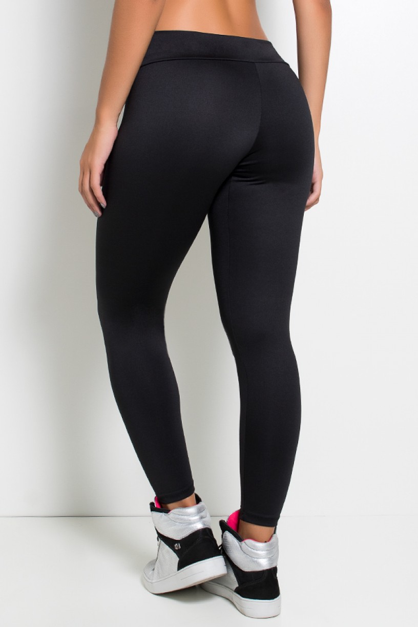 Legging Rafaela Lisa com Cós Transpassado (Preto)| Ref: KS-F465-005