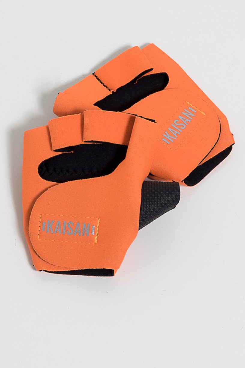 Luva para Academia Unissex (Laranja) | Neoprene | Logo Refletiva Kaisan | (O Par) | Ref: KS-F48-006