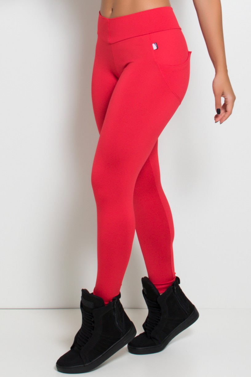 Calça Levanta Bumbum com Bolso (Vermelho) | Ref: KS-F488-001