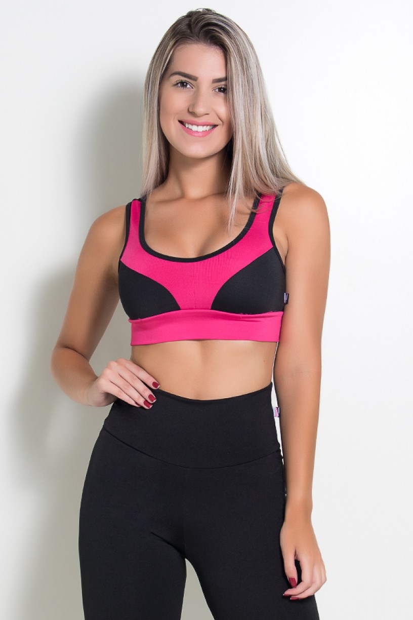 Top Carla (Preto / Rosa Pink) | Ref: KS-F491-003