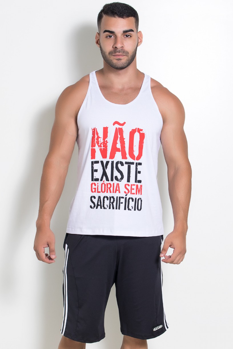 Camiseta Regata (Não Existe Glória Sem Sacrifício) (Branco) | Ref: KS-F519-001