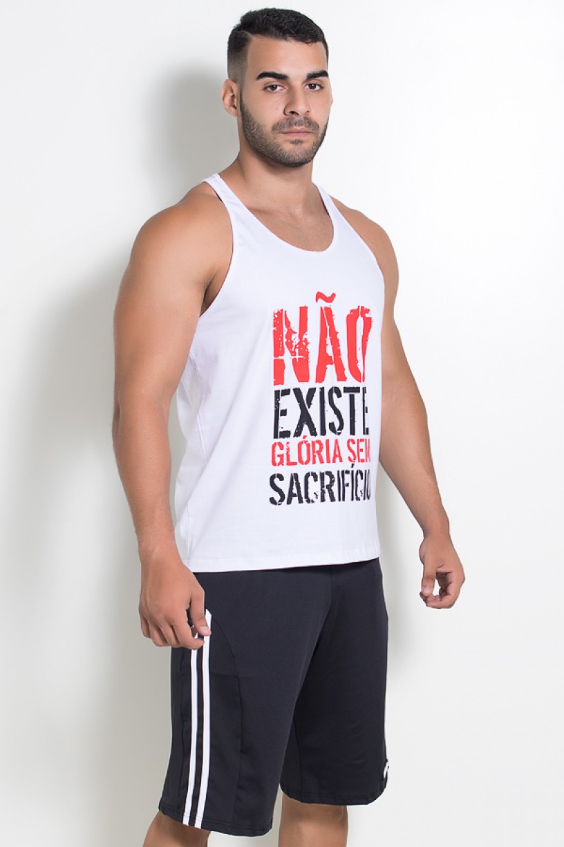 Camiseta Regata (Não Existe Glória Sem Sacrifício) (Branco) | Ref: KS-F519-001