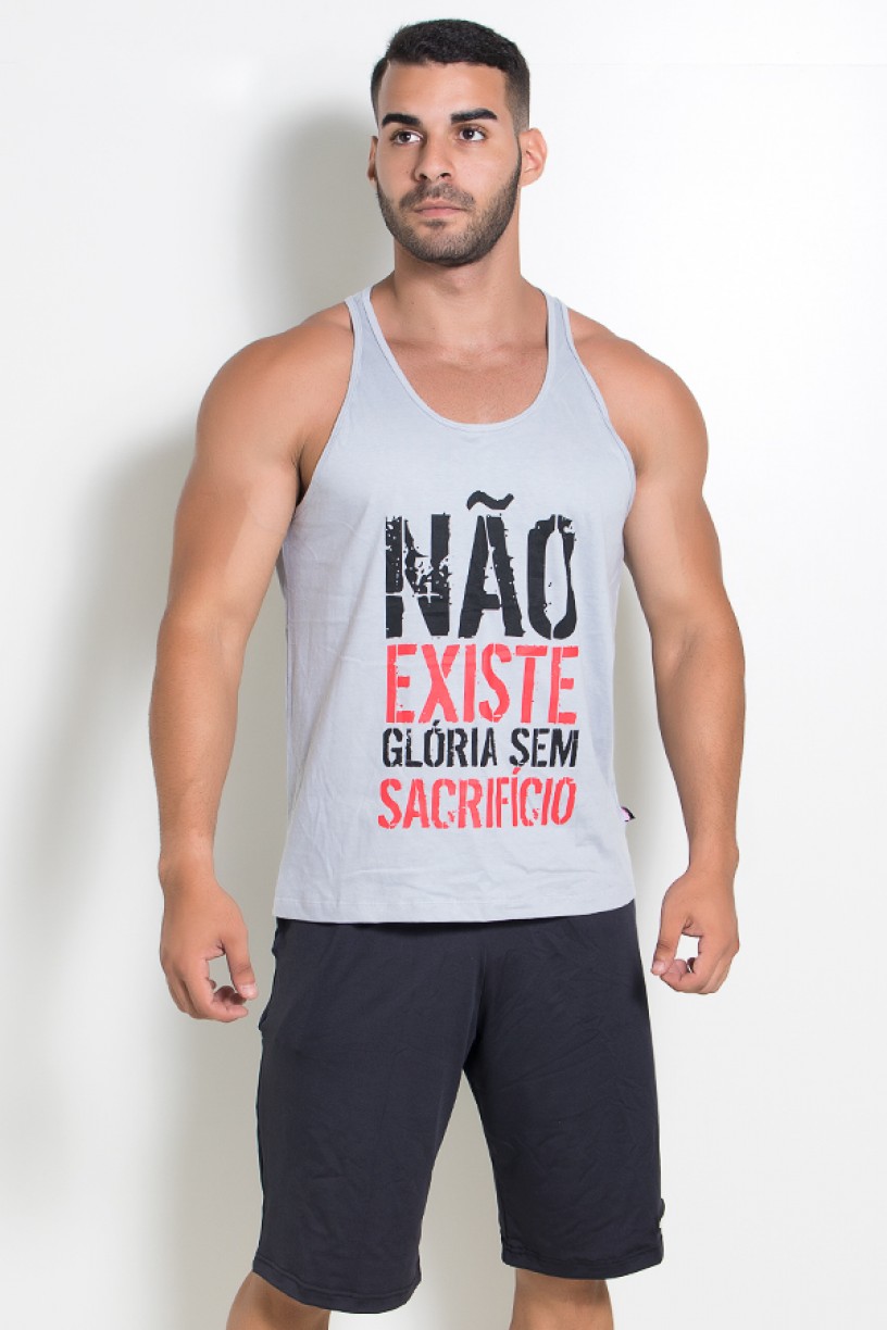 Camiseta Regata (Não Existe Glória Sem Sacrifício) (Cinza) | Ref: KS-F519-004