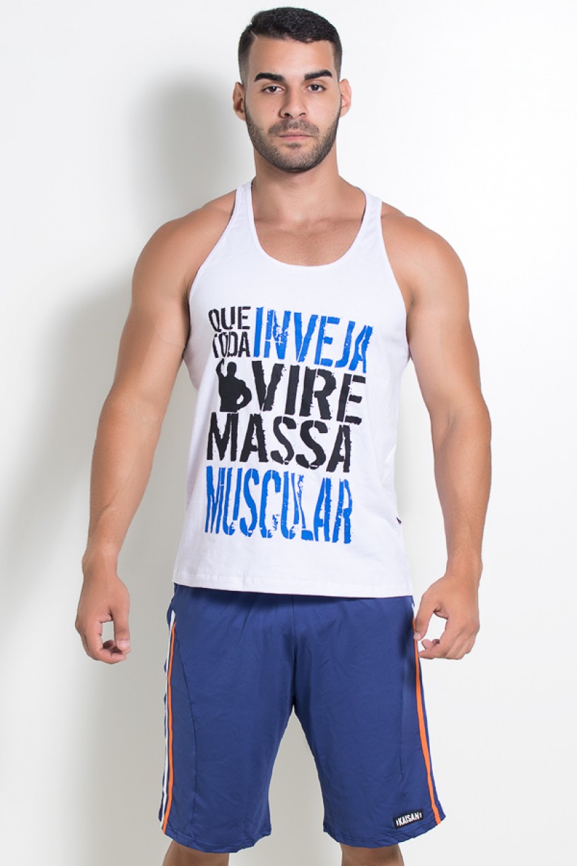 Camiseta Regata (Que Toda Inveja Vire Massa Muscular) (Branco) | Ref: KS-F520-001