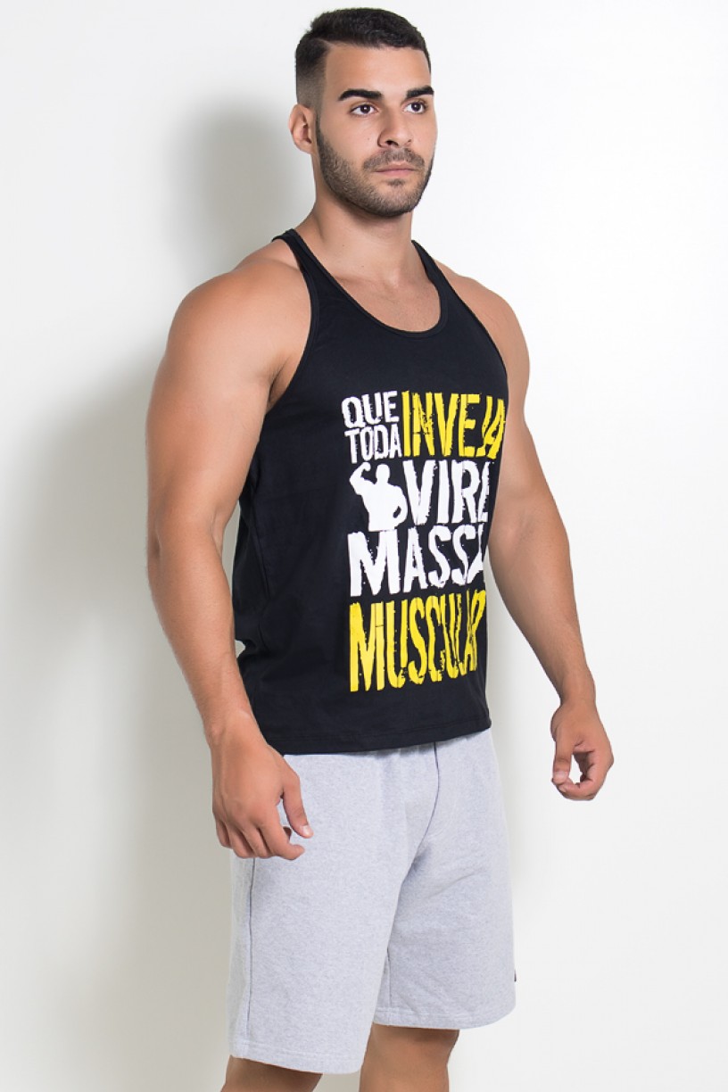 Camiseta Regata (Que Toda Inveja Vire Massa Muscular) (Preto) | Ref: KS-F520-002