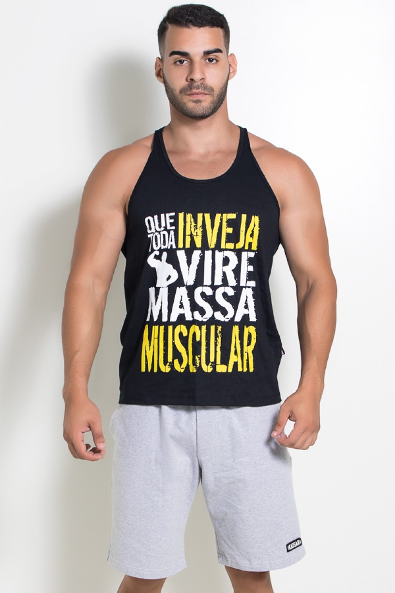 Camiseta Regata (Que Toda Inveja Vire Massa Muscular) (Preto) | Ref: KS-F520-002