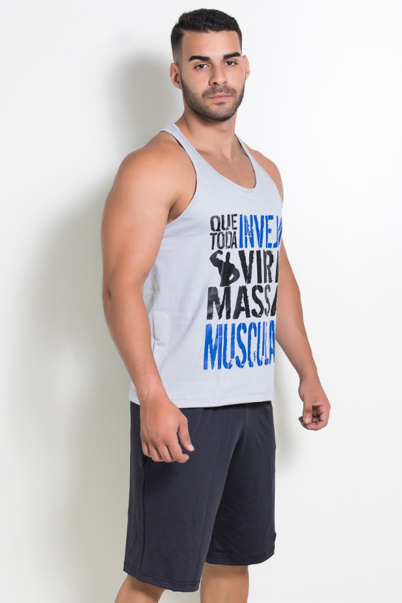 Camiseta Regata (Que Toda Inveja Vire Massa Muscular) (Cinza) | Ref: KS-F520-004