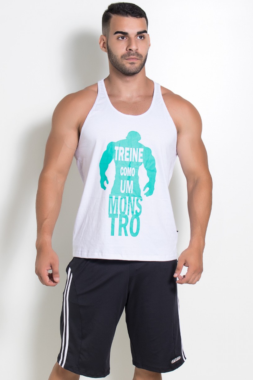 Camiseta Regata  (Treine Como Um Monstro) (Branco) | Ref: KS-F521-001