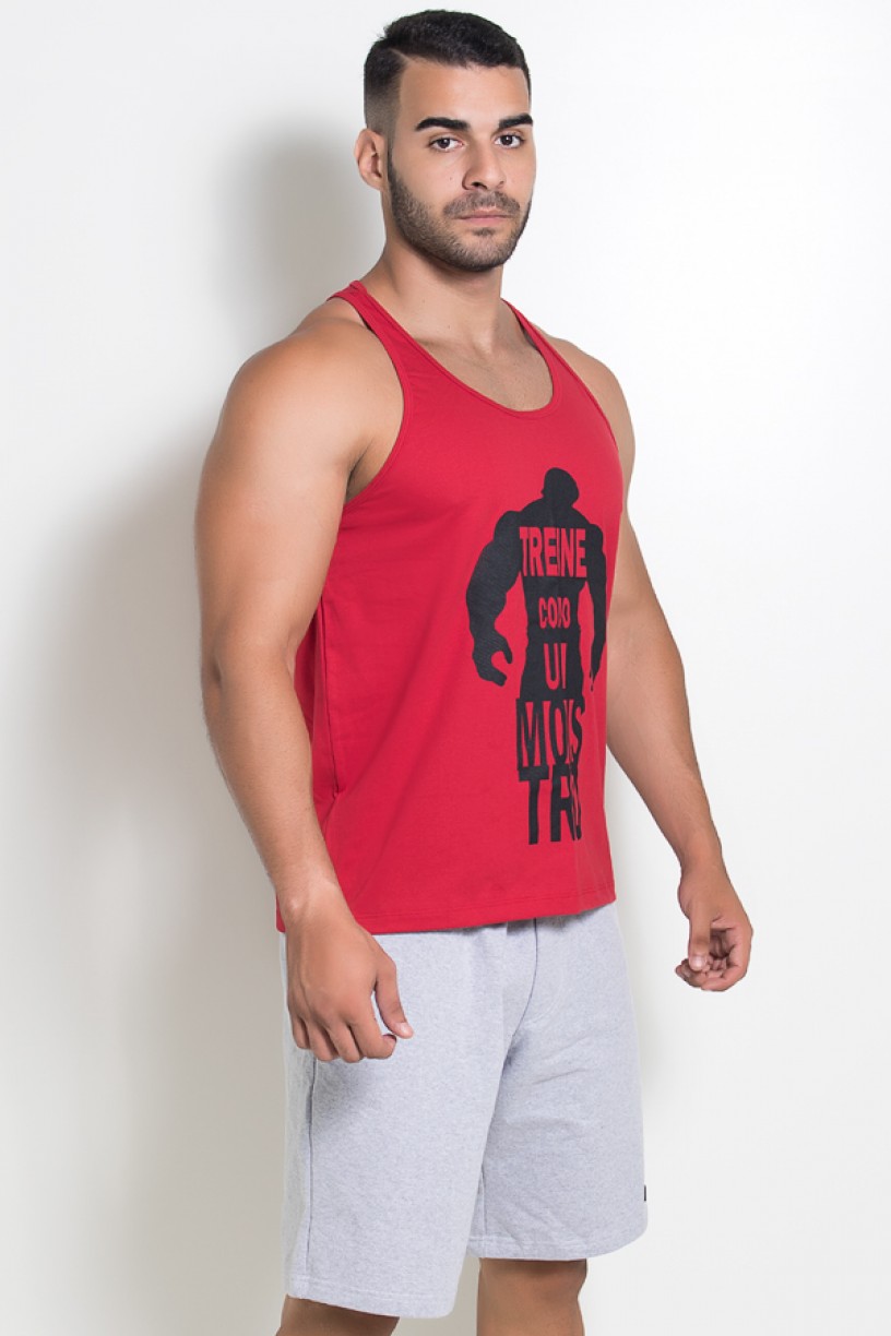 Camiseta Regata  (Treine Como Um Monstro) (Vermelho) | Ref: KS-F521-003