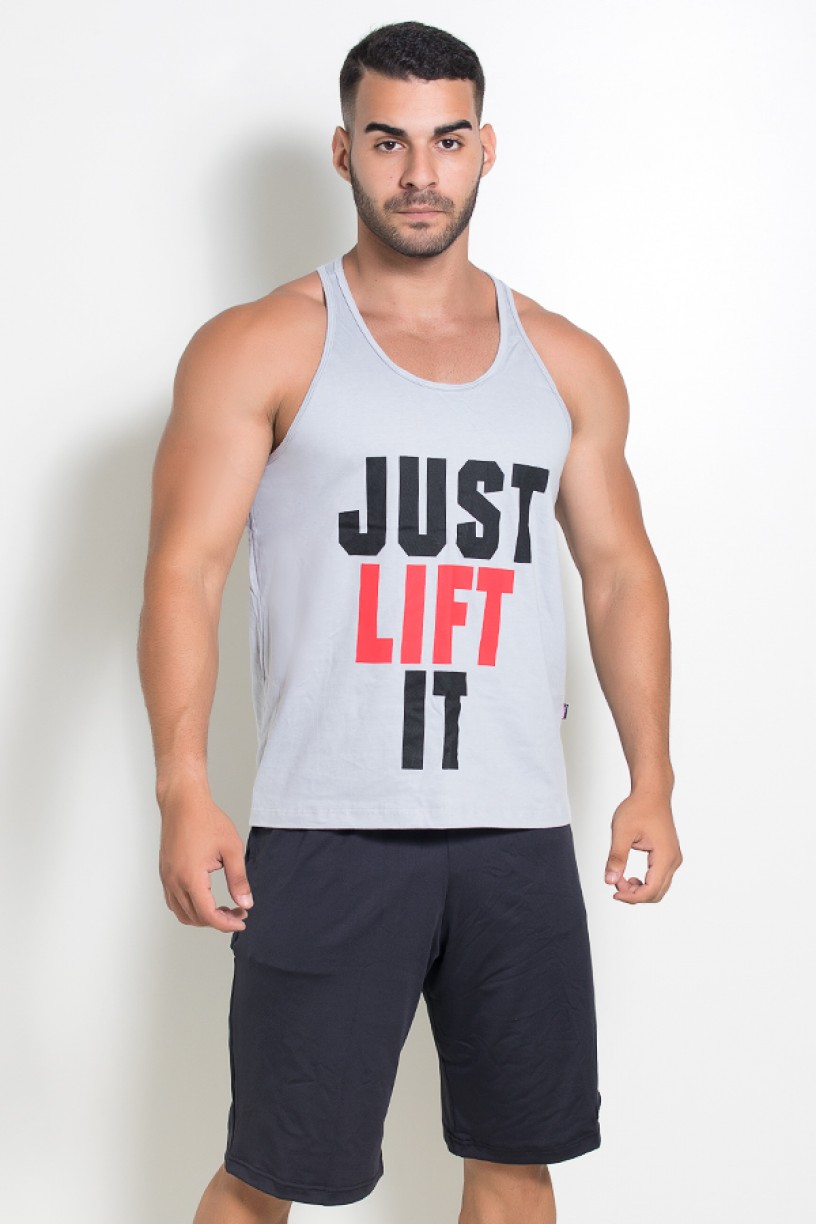 Camiseta Regata (Just Lift It) (Cinza) | Ref: KS-F522-004