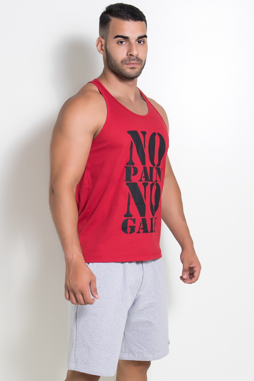 Camiseta Regata (No Pain No Gain) (Cinza) | Ref: KS-F524-004